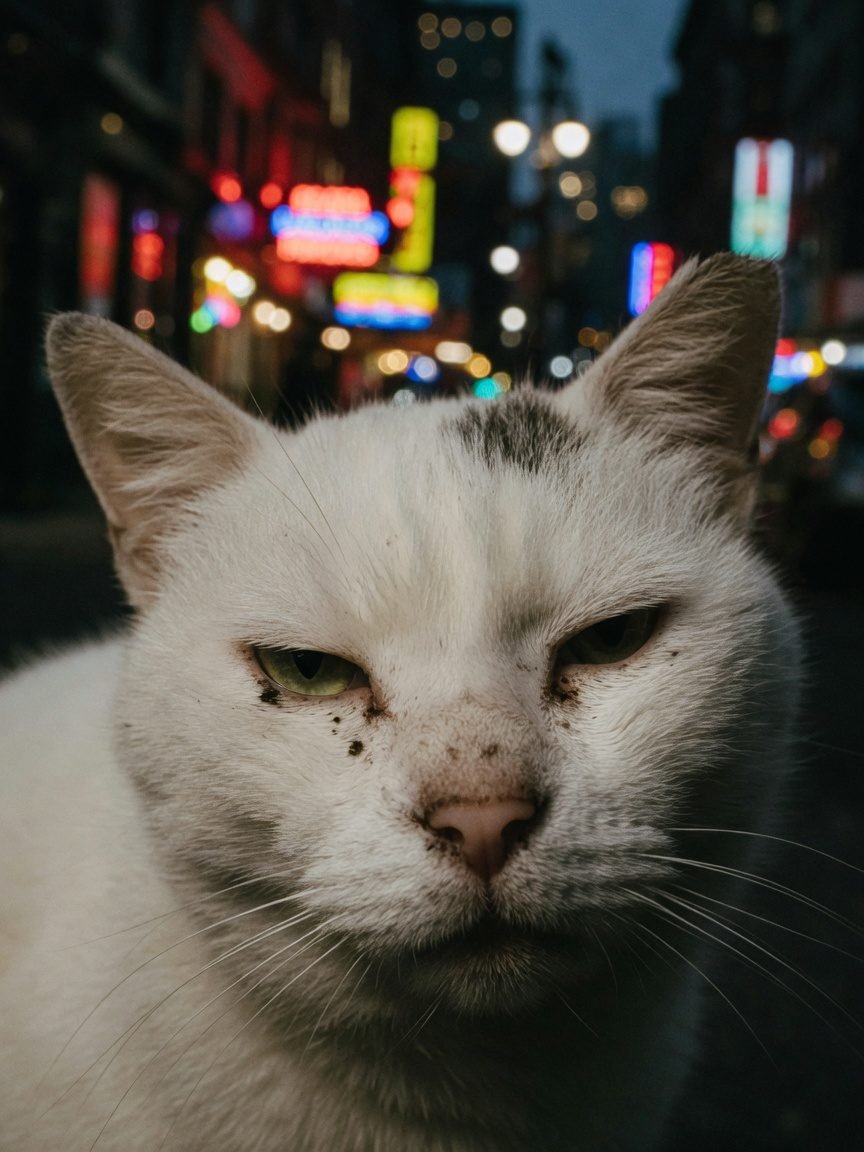 Close face under neon